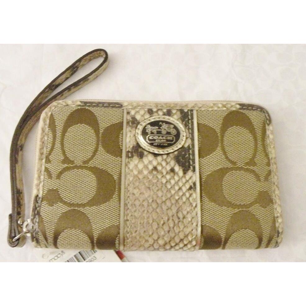 Coach 61851 Sutton Signature C Python Universal Case Wristlet Khaki/natural