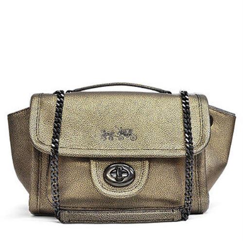 Coach Ranger Flap Crossbody in Metallic Leather 33553 Vapor Black VA /brass