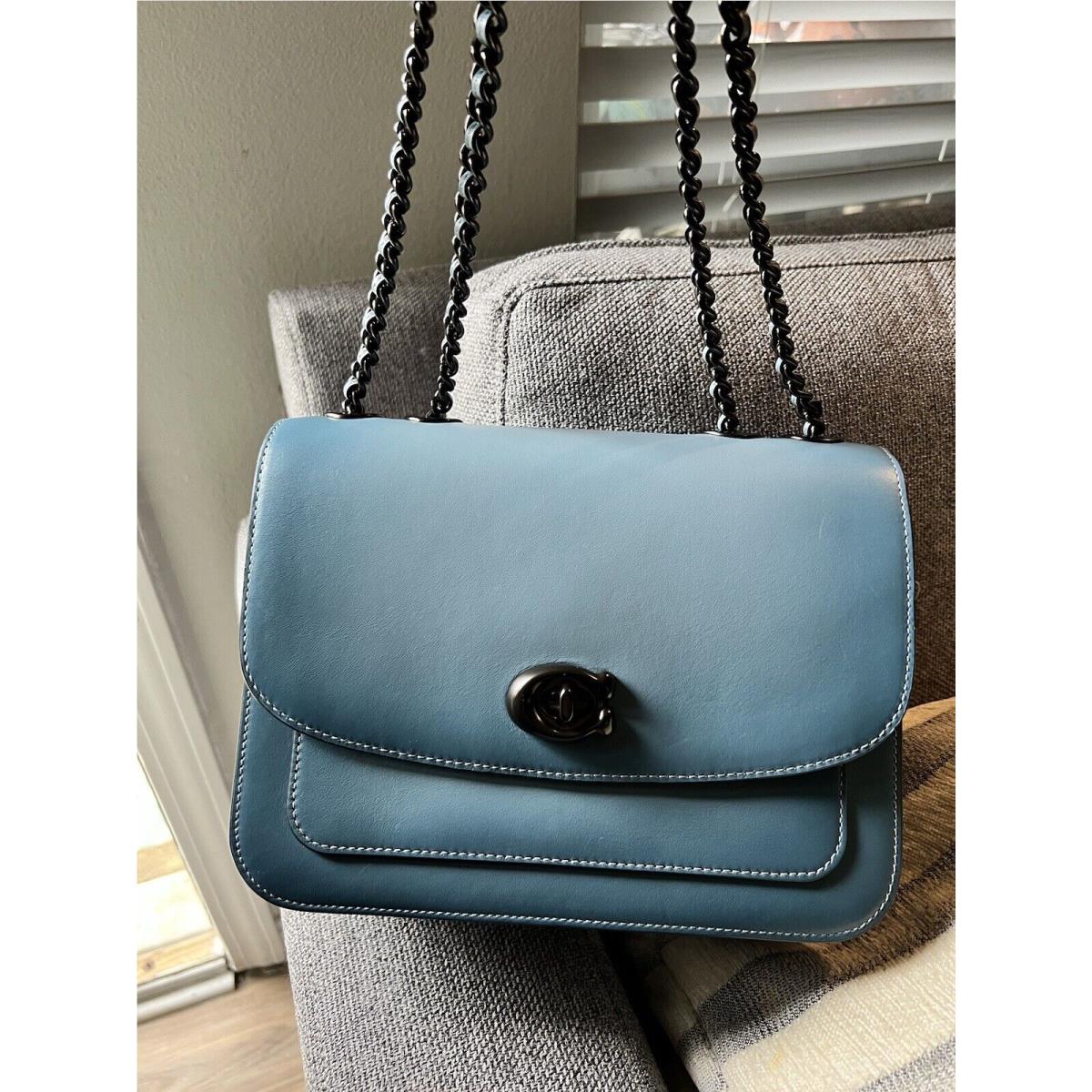 Coach Madison Shoulder Bag with Chain Leather Style 5211 Azure/pewter