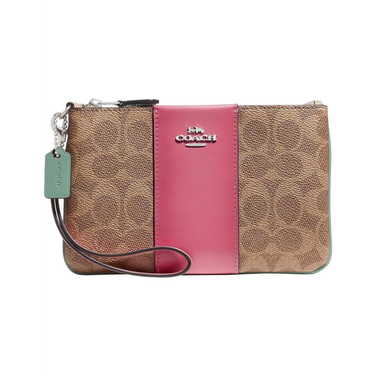 BN Coach Signature Wristlet 89487 Tan Sand Orchid