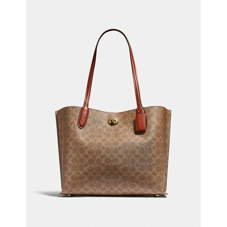 Coach Coated Canvas Signature Willow C0693 Brass/tan Rust Tote - Exterior: Beige