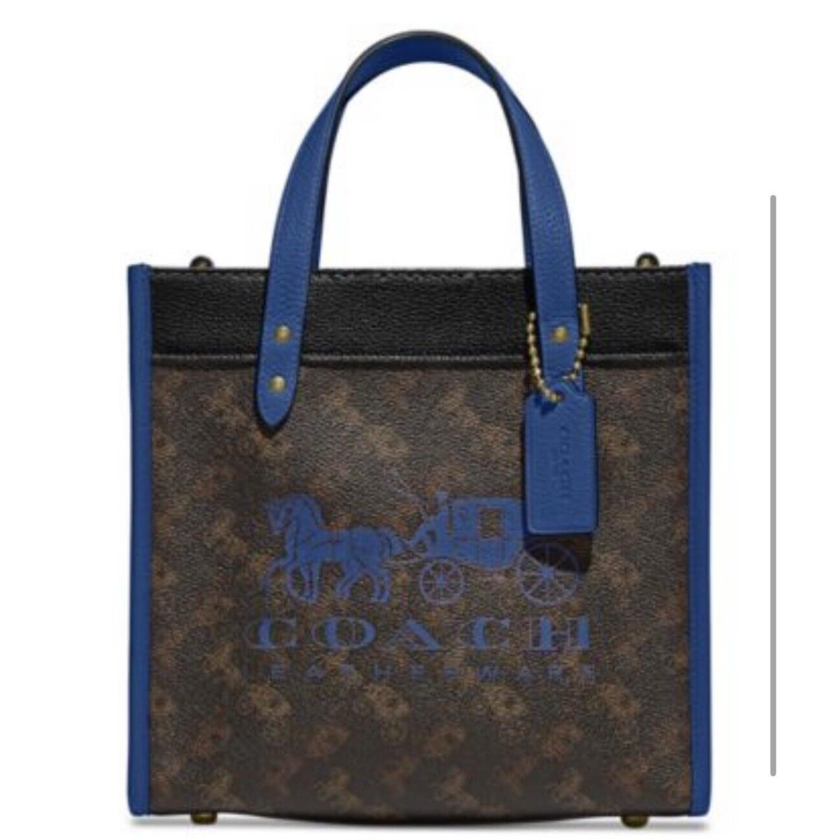 Coach Field Tote 22 with Horse and Carriage Print and Carriage Badge-brass/truff