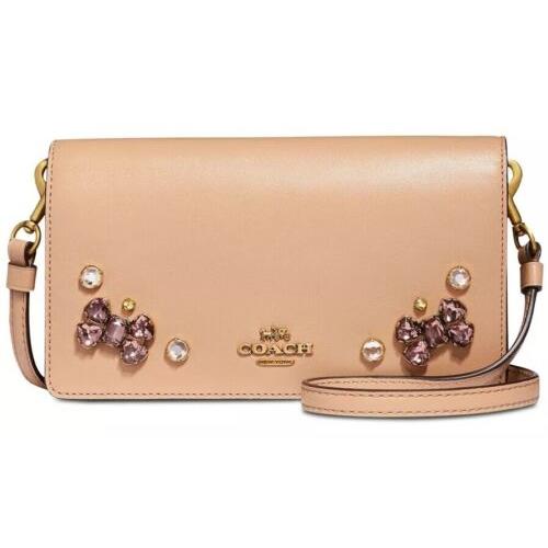 Coach Crystal Applique Slim Phone Crossbody 38932 Leather Pink Gold