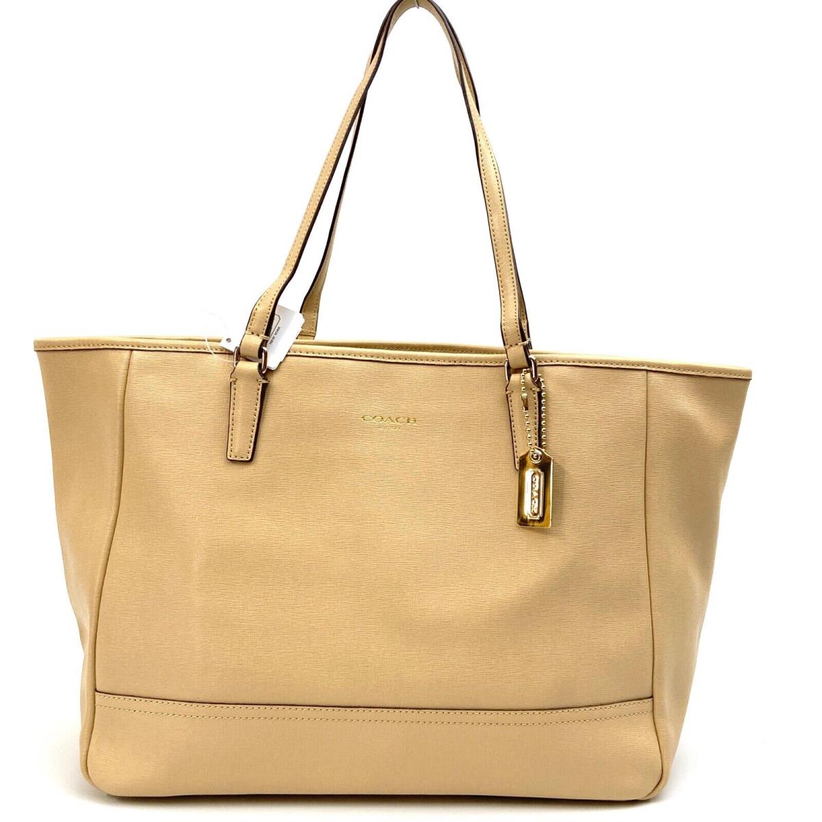 Coach Saffiano Leather East West City Tote F23576 Tan