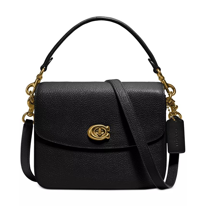 Coach Polished Pebbled Leather Cassie Crossbody 19 Black/gold