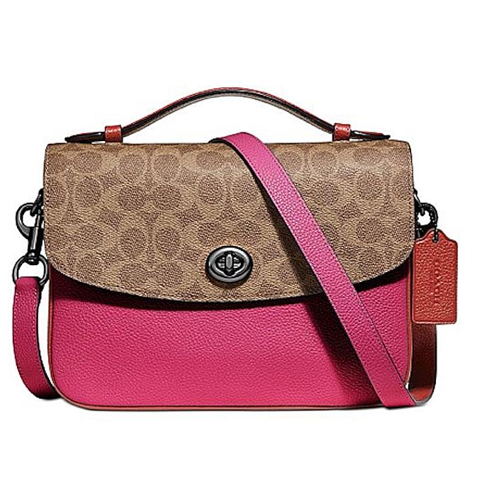 Coach Cassie Crossbody In Signature Blocking Tan/pink/silver 74091 Org Pkg