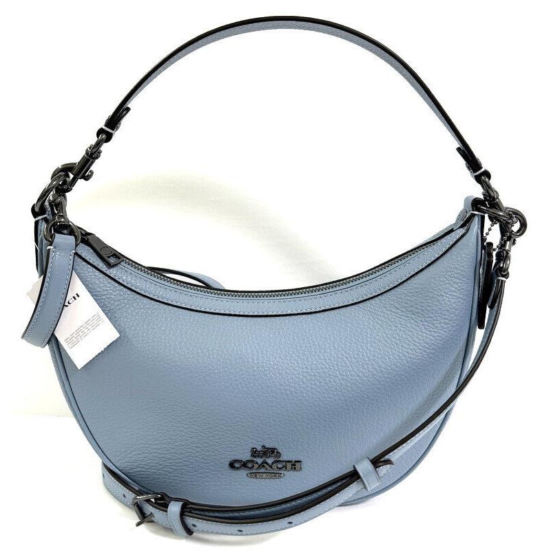 Coach Aria Leather Shoulder Bag Cornflower Blue Gunmetal Color Hardware