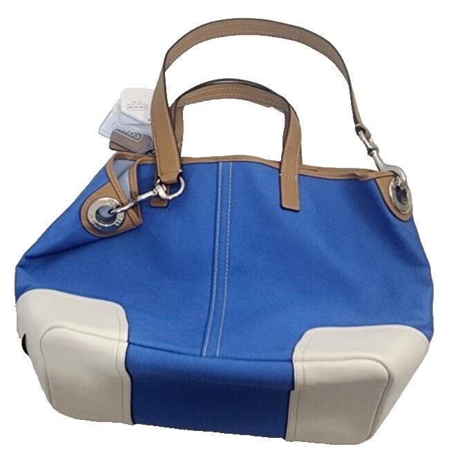 Coach Hadley Twill Duffle Tote Bag Purse F28286 Brilliant Blue Chic Retro