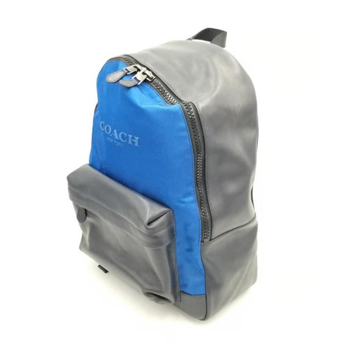 Coach Charles F59321 Compartment Leather/nylon Blue and Black Backpack