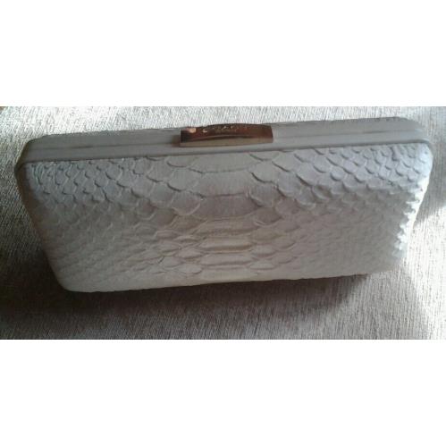 Coach 51550 White Ivory Madison Pinnacle Minaudiere Embossed Python Clutch