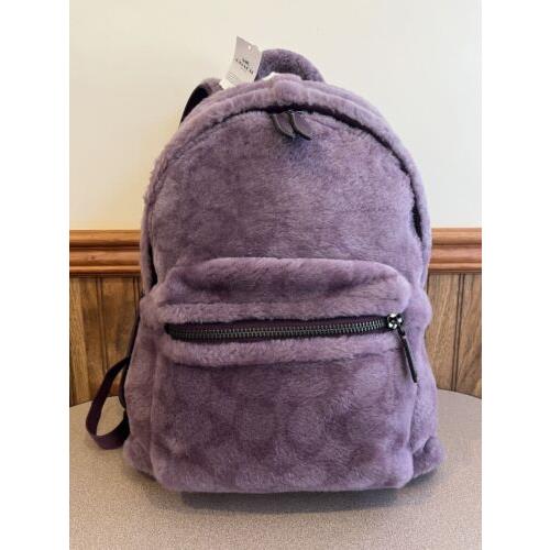 Coach Charter Soft Backpack Signature Shearling Lavender CC079