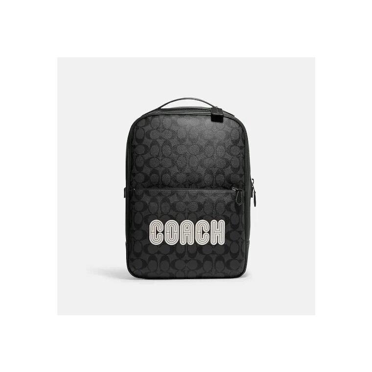 Coach Mens Westway Backpack Chalk Colorblock Signature Leather Bookbag