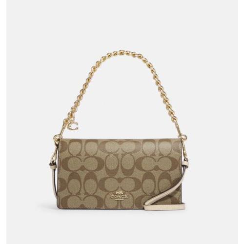 Coach Anna Foldover Clutch Crossbody Insignature Canvas with Chunky Cha