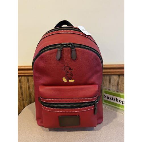 Disney X Coach Academy Red Leather Backpack Mickey 78564