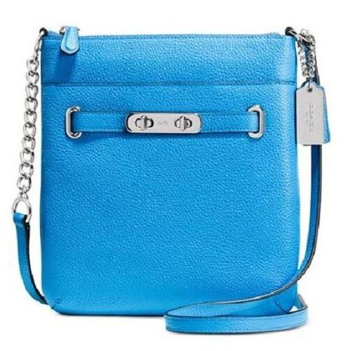 Coach 36501 Swagger Swingpack in Polished Pebble Leather Silver/azure