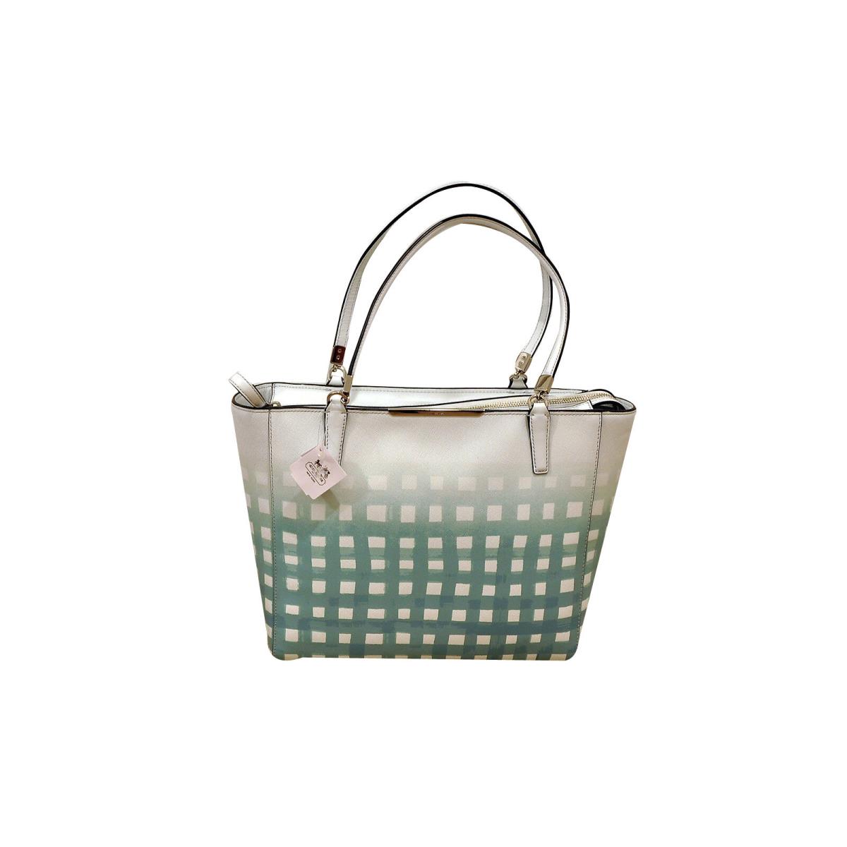 Coach Madison East/west Tote IN Gingham Saffiano Leather 30118