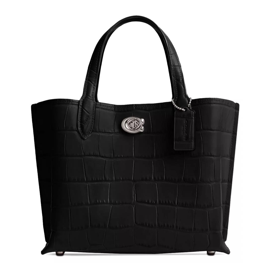 Coach Embossed Croc Willow Tote 24 Black