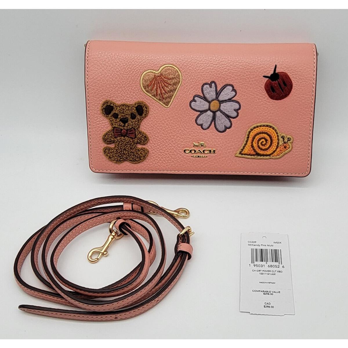 Coach Anna Foldover Clutch Crossbody Creature Patches CC469 Candy Pink