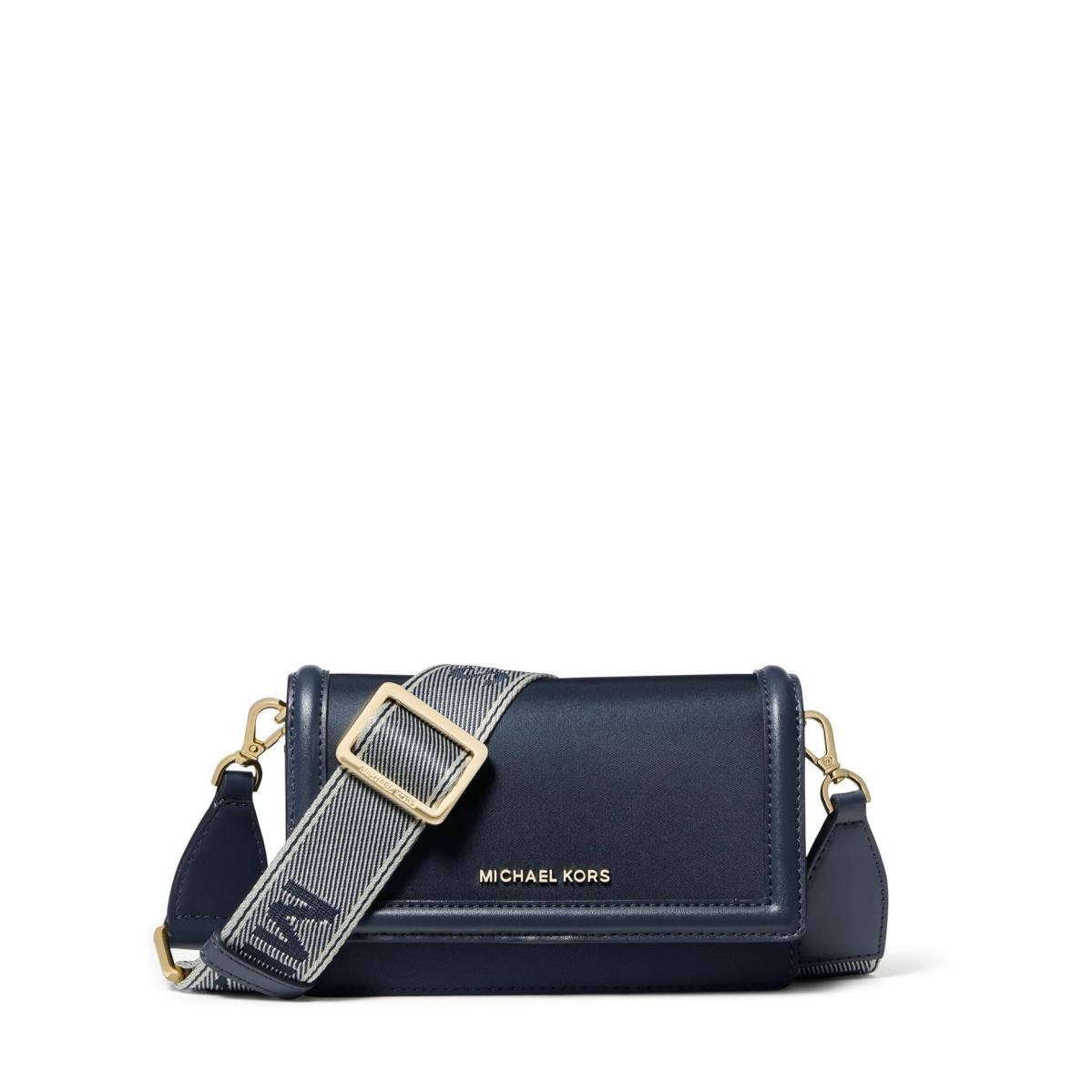 Woman`s Handbags Michael Michael Kors Jet Set Small Phone Web Strap Crossbody Navy