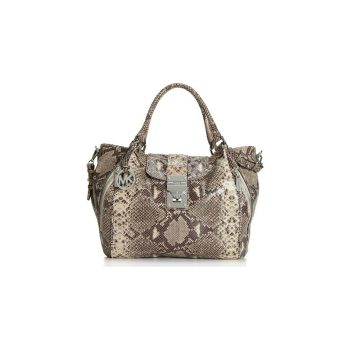 Michael Kors - MK Jenna Large Tote - Dark Sand - Animal Print Leather Handbag