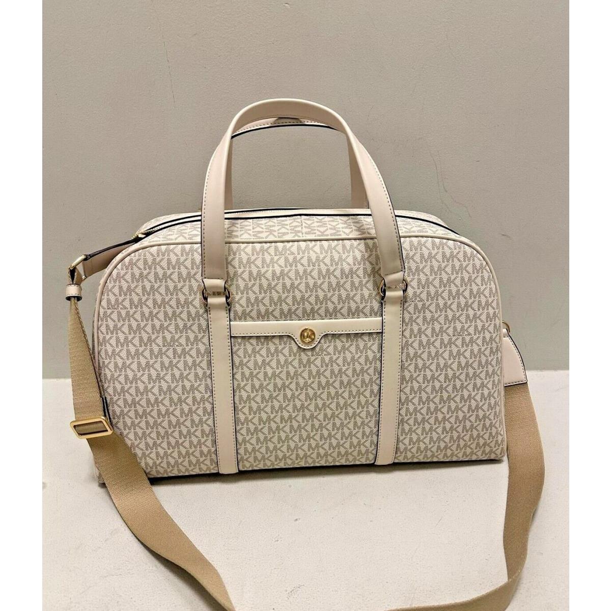 Michael Kors Travel Extra Large Pvc Weekender Duffle MK Shoulder Luggage Bag LIGHT CREAM MULTI