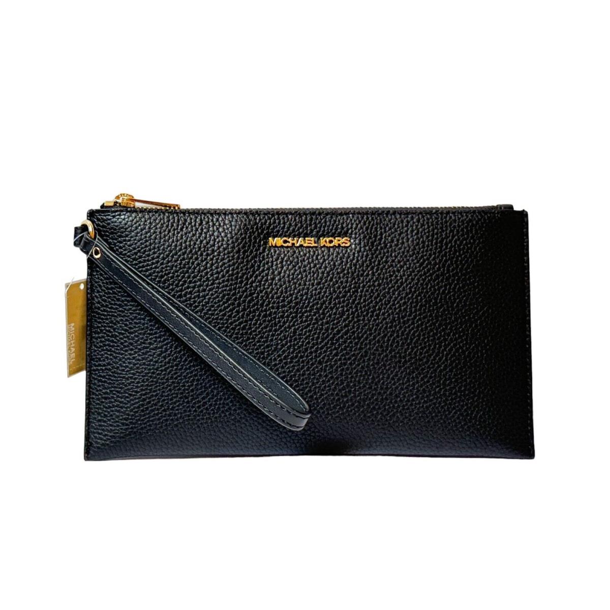 Michael Kors Jet Set Travel Large Clutch Leather Wristlet Black