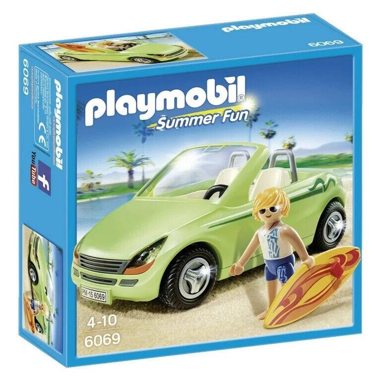 Playmobil 6069 Surfer with Convertible Sports Car Surf Board Summer Fun Roadster