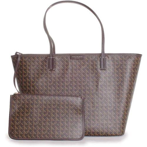 Tory Burch Women`s Ever-ready Leather Trim Coated Canvas Tote Walnut