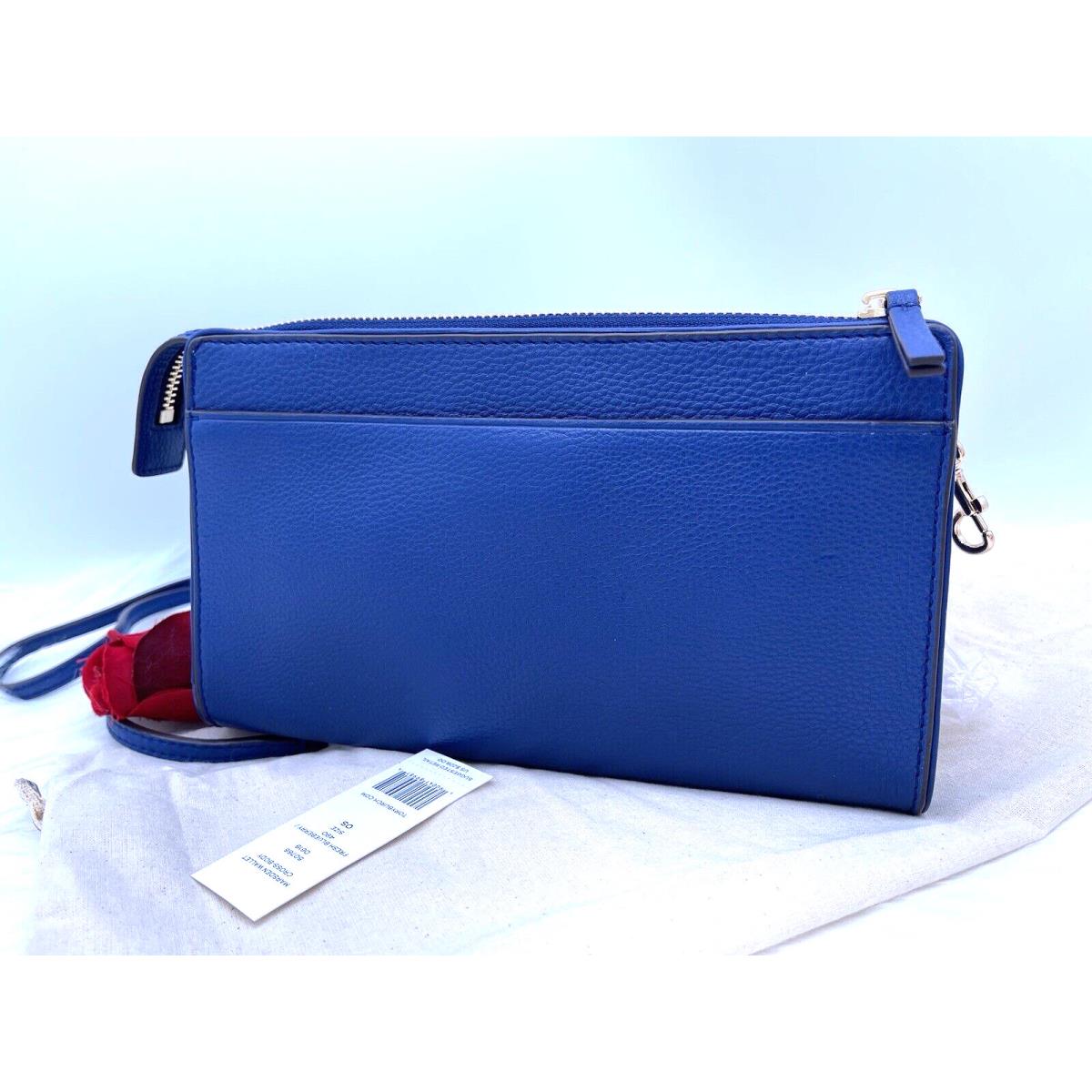 Tory Burch Marsden Zip Top Leather Clutch Crossbody Bag-fresh Blueberry