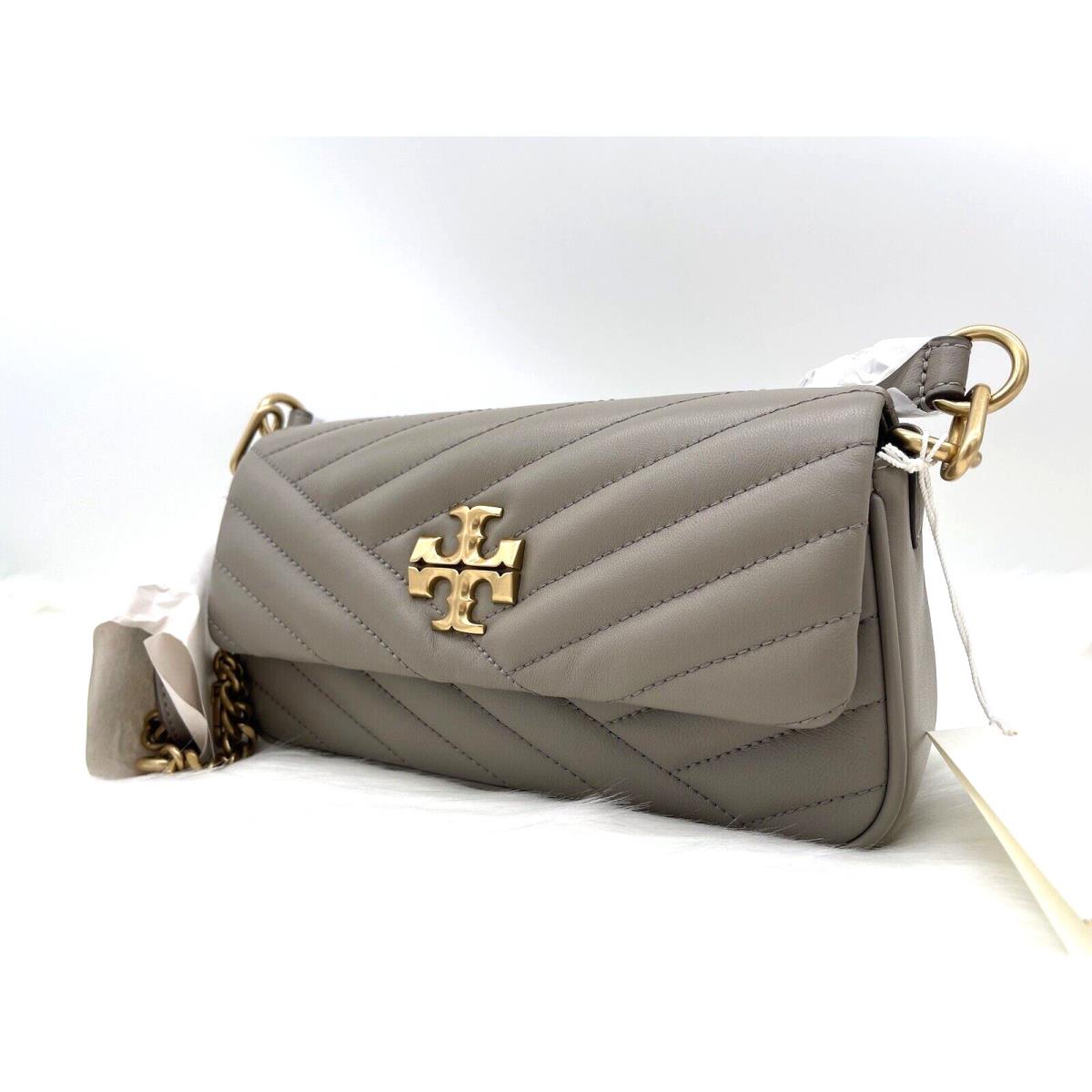 Tory Burch Kira Chevron Quilted Small Flap Leather Shoulder-grey Heron