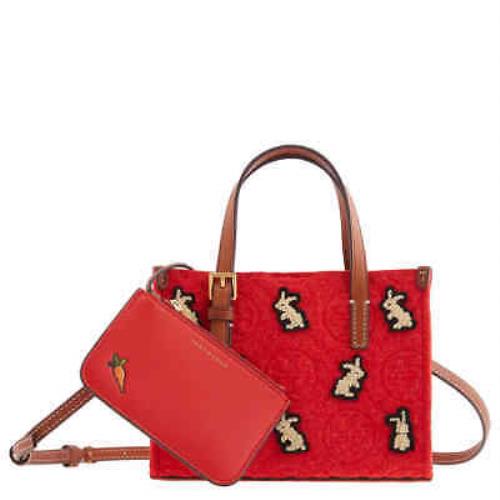 Tory Burch Classic Cuoio Rabbit T Monogram Embroidered Tote 143229-600