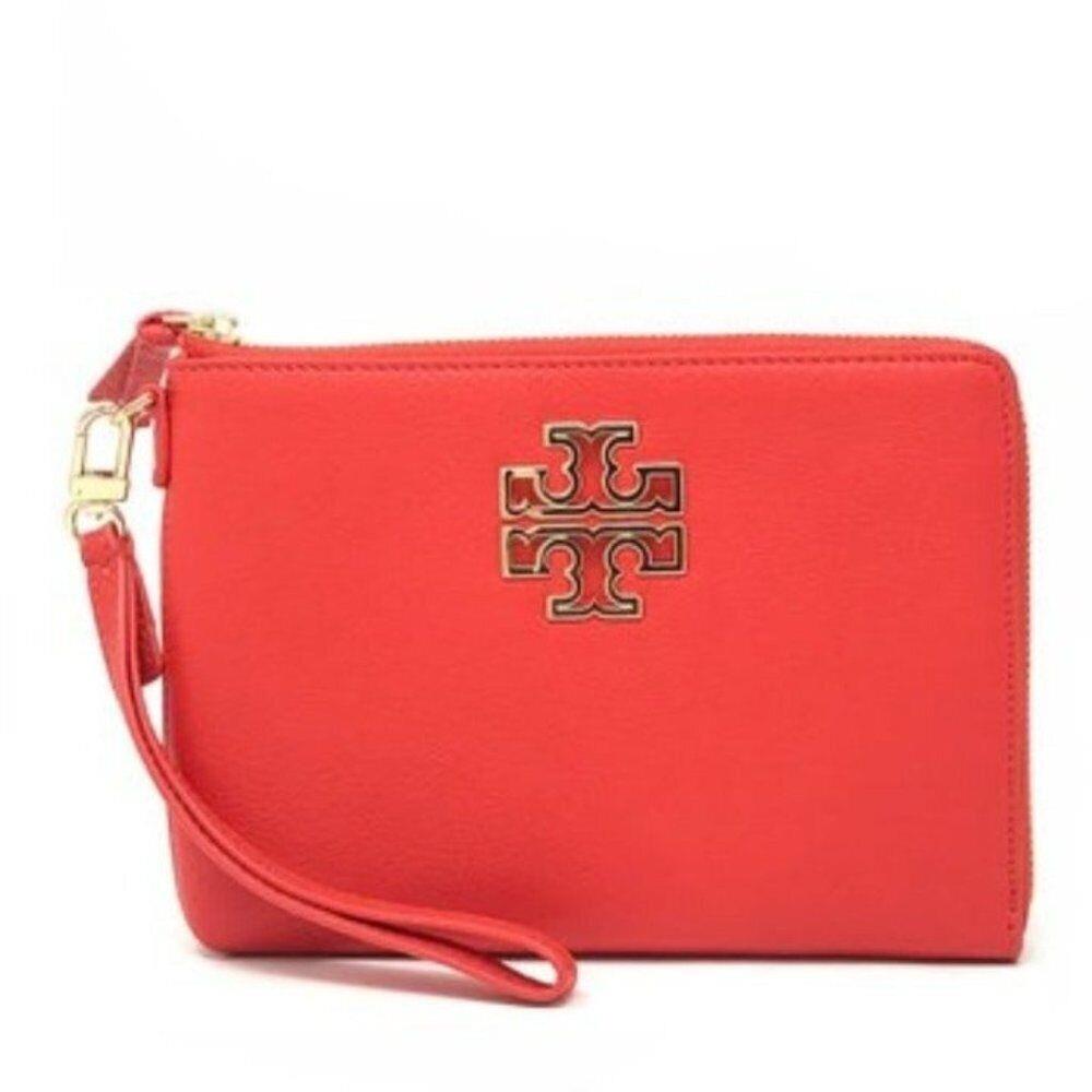 Tory Burch Leather Wristlet Red Britten