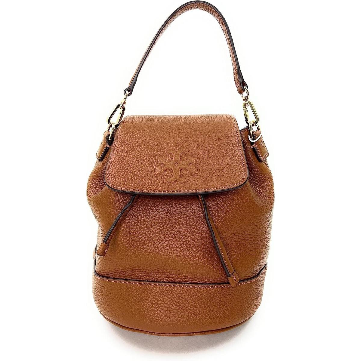 Tory Burch 137409 Thea Moose Tan Brown with Gold Hardware Womens Mini Backpack - Exterior: Tan Brown