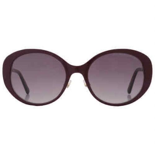 Marc Jacobs Grey Shaded Oval Ladies Sunglasses Marc 627/G/S 0LHF/9O 54 - Frame: Red, Lens: Grey