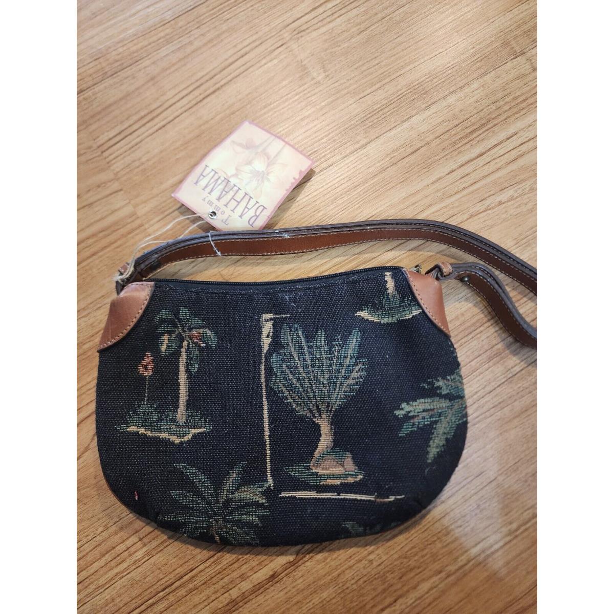 Tommy Bahama Isle of Palms Shoulder Bag Purse Palm Trees Black and Green