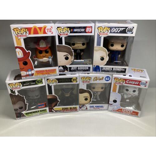 Funko Pop Bundle of 7 Jeff Gordon Vinyl Figure James Bond Zorii Bliss and More