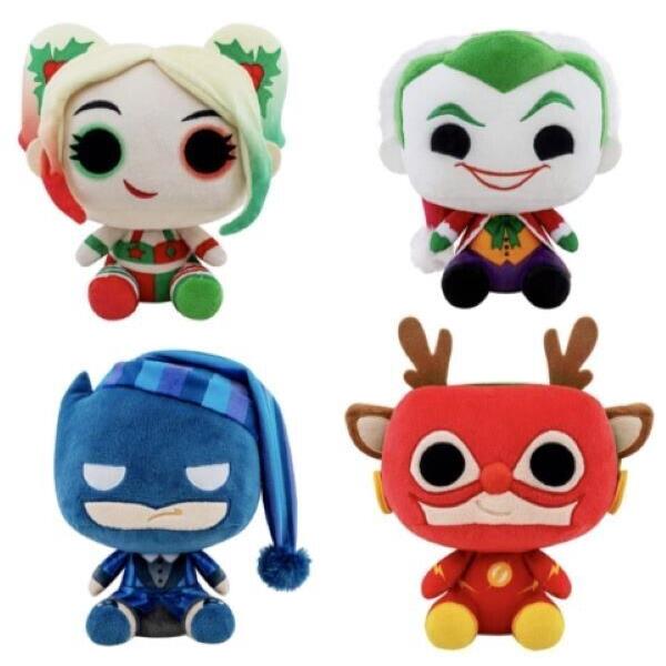 Christmas Holiday Plush Flash Holly Harley Quinn Santa Joker Batman Set of 4
