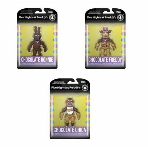 Funko Fnaf Action Figure Set of 3 Pcs Chocolate Bonnie Chica Freddy Licensed - Red
