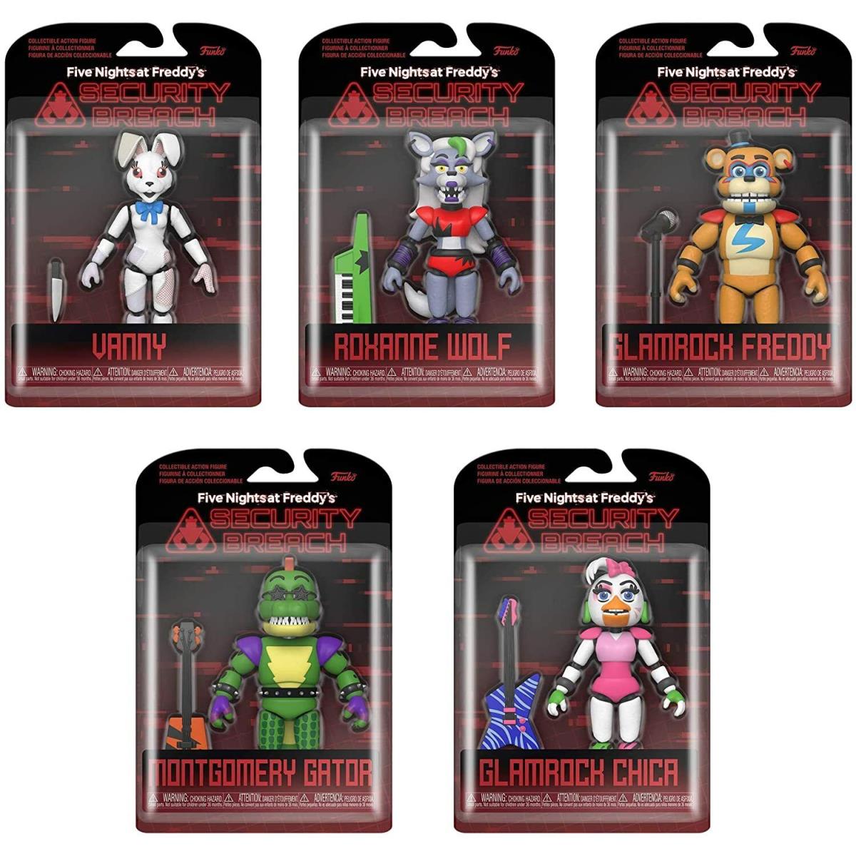 Funko Five Nights at Freddy`s Security Breach Action Figure Set of 5 Pieces - Red
