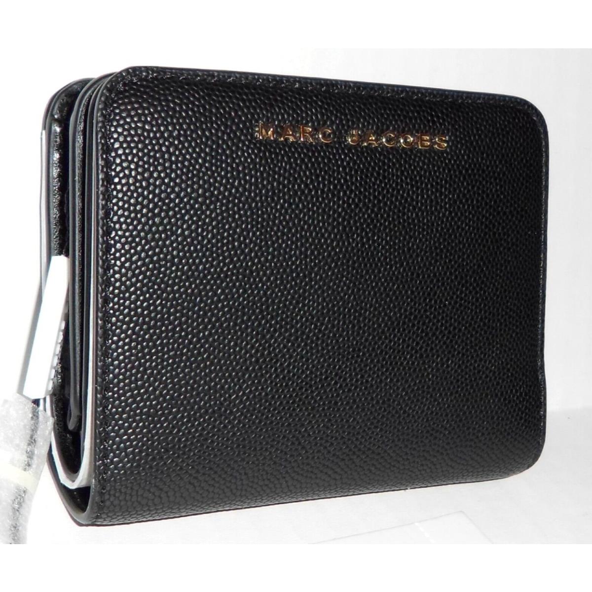 Marc Jacobs Black Leather Bifold Zip Small Wallet