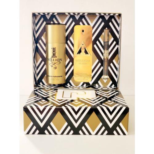 Paco Rabanne 1 Million Elixir 3PC Gift Set 3.4OZ Parfum Intense Spray