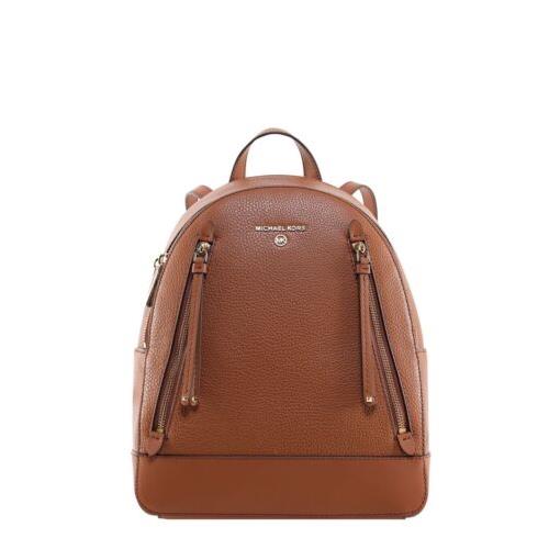 Michael Kors Women Brooklyn-md 230-Luggage Font Zippers Leather Backpack OS