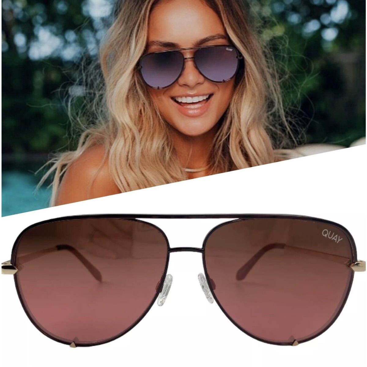 Quay Australia High Key Bronze Brwn/pnk Aviator Sunglasses Sunnies