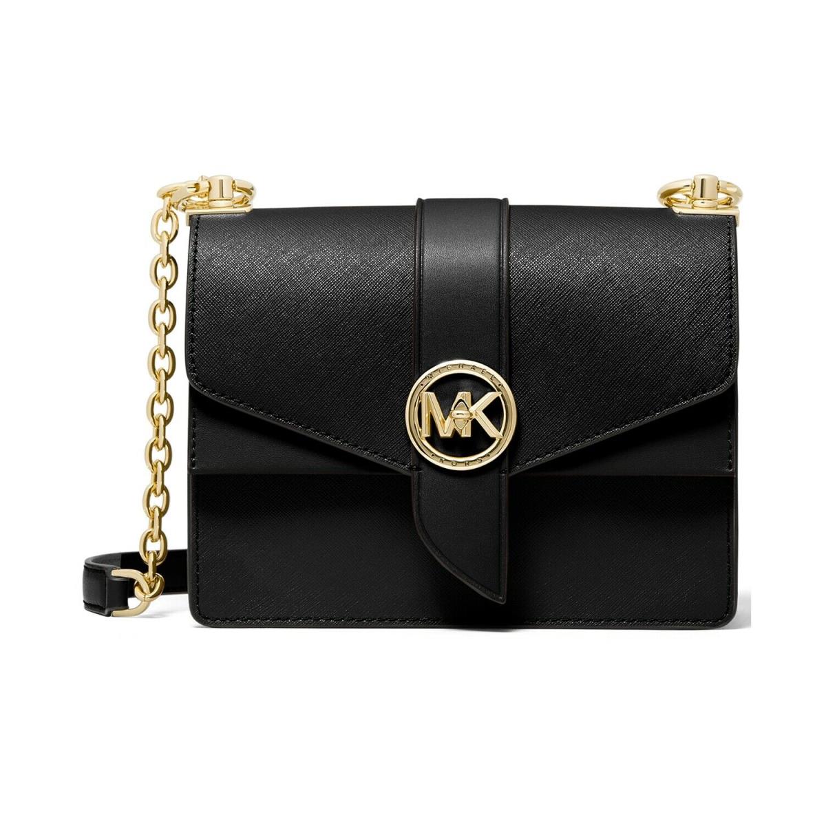 Michael Kors Greenwich Leather Convertible Crossbody Black/gold