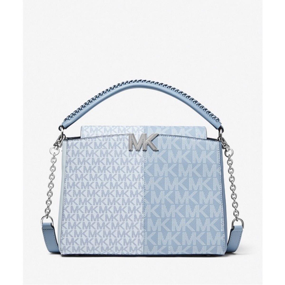 Michael Kors Karlie Medium Two-tone Graphic Logo Satchel Soft Sky Multi