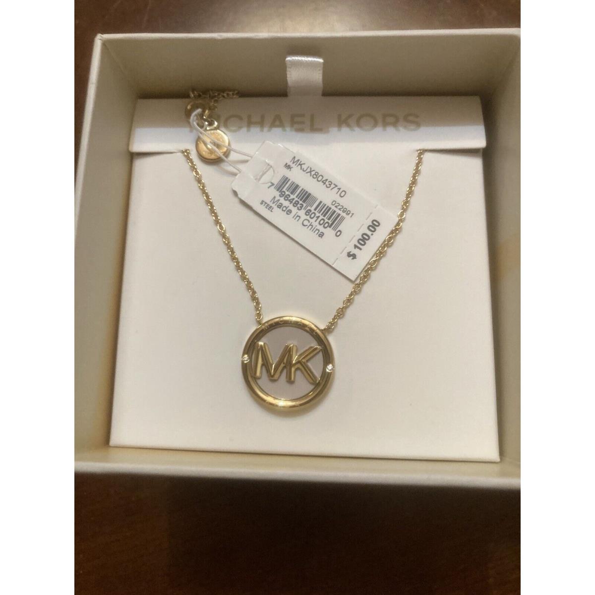 Michael Kors Yellow Gold Color MK Logo Necklace