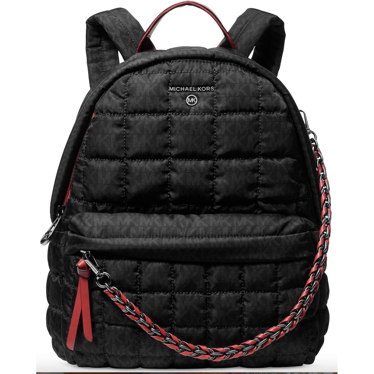 Michael Kors Slater Medium Black Multi Backpack In Packaging