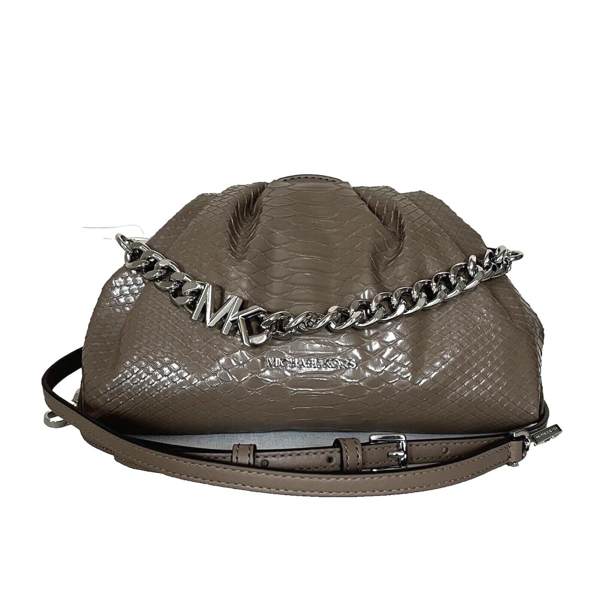 Michael Kors Nola Small Snake Embossed Crossbody Chain Clutch Dusk