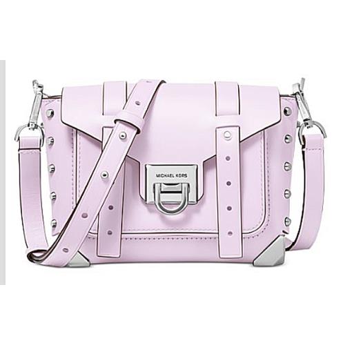 Michael Kors Manhattansmall Leather Crossbody Lavender Mist/sliver - Exterior: Lavender Mist/Sliver