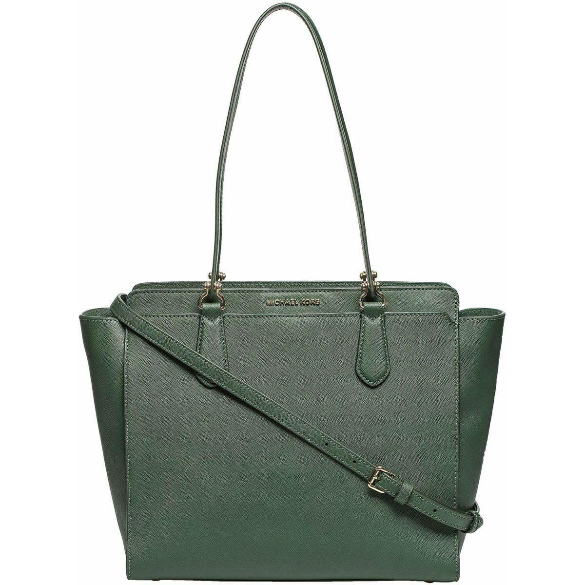 Michael Kors Dee Dee Saffiano Leather Tote Green Moss Handbag 30F6GTWT3L
